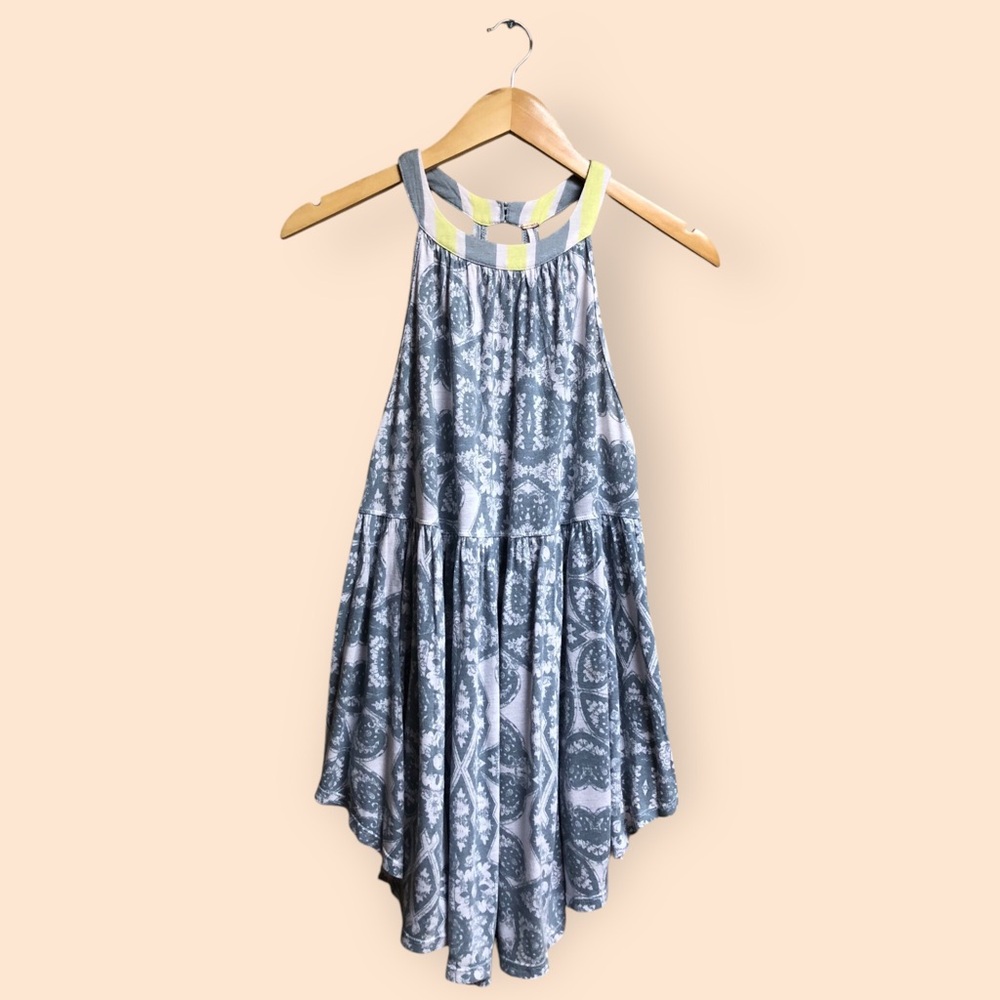 Free People Mimi Tunic Top Boho Patterned Oversized High Neck Tank Top Women XS